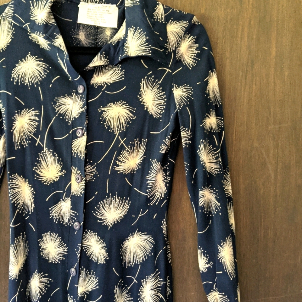 Vintage Navy Midi Shirt Dress